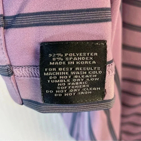 TURTLESON Large Lavender Blue Stripe Polo Shirt Golf Performance Zurich Fore Kid - Picture 9 of 11